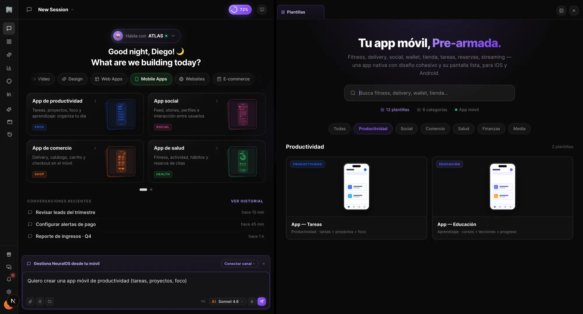 NeuralOS — plantillas de app móvil pre-armadas listas para personalizar